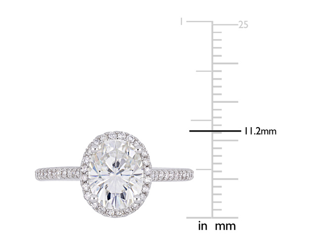 2.00 Carat (ctw) Synthetic Moissanite Halo Engagement Ring 14K White Gold with 1/5 Carat (ctw I1-I2) Diamonds 1 - 8.5