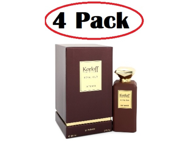 4 Pack of Korloff Royal Oud Intense by Korloff Eau De Parfum Spray 3 oz