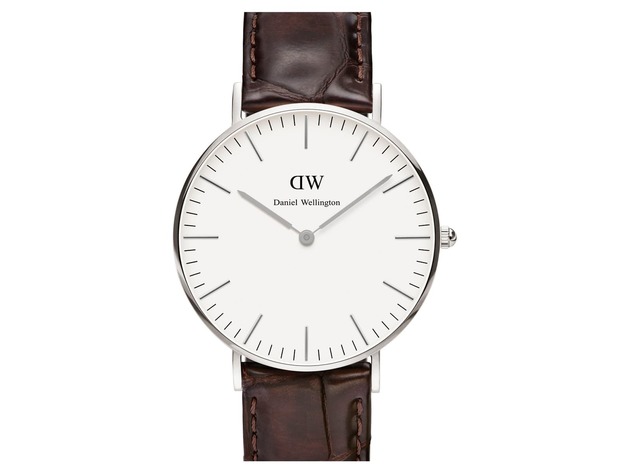Daniel Wellington Classic York Men's Leather Strap Quartz Watch, Designed to be Thin and Elegant, 36mm, Dark Brown/Silver (New Open Box)