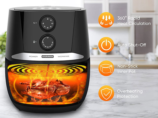 LITIFO 4.5 QT 1400W Air Fryer Oven with Rotary Buttons