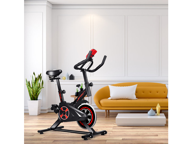 Costway Indoor Cycling Exercise Bike Gym Trainer Fitness Stationary Bike Office Cardio - Black + Blue
