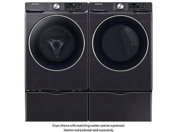 Samsung Dve45r6300v 7 5 Cu Ft Black Stainless Smart Electric Front