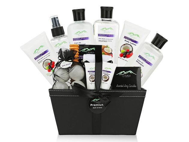 Premium Coconut & Berry 16-Piece Spa Bath & Body Gift Basket