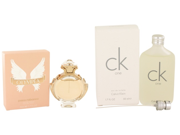 Gift set  Olympea by Paco Rabanne Eau De Parfum Spray 1.7 oz And  CK ONE EDT Pour/Spray (Unisex) 1.7 oz