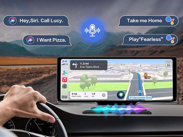 10" Touchscreen Wi-Fi/Bluetooth Wireless Car Display with Apple CarPlay & Android Auto Support