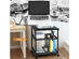 Costway 3-Tier Printer Stand Rolling Fax Cart w/ Adjustable Shelf & Swivel Wheel - Black