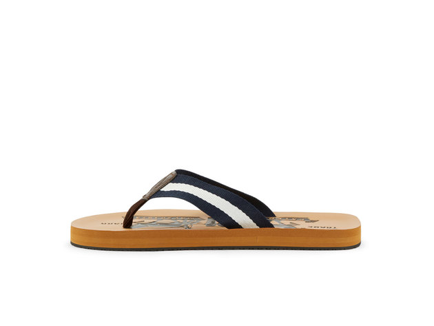 Levi's Mens Two Horse Casual Flip-Flop Sandal Shoe - 13 M Navy/White