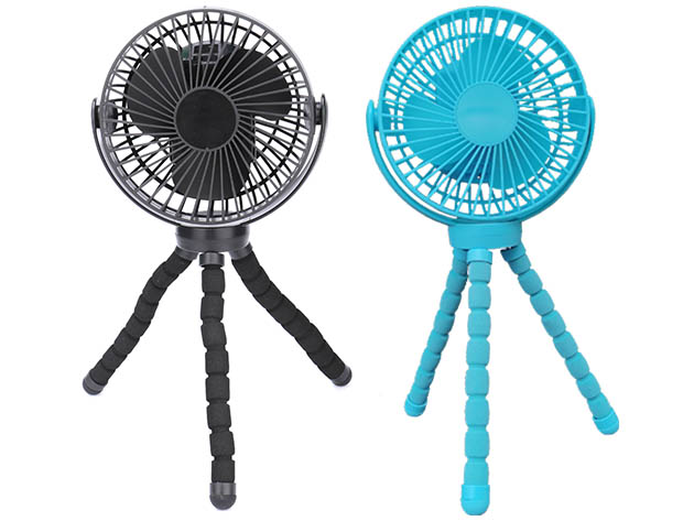 The Octopus: Adjustable Arm Fan (2-Pack/Black & Blue)