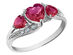 Created Ruby Heart Ring with Diamonds 1.25 Carat (ctw) in 10K White Gold