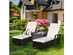 2PCS Patio Rattan Lounge Chair Chaise Adjustable Recliner Cushioned Sofa Garden - Brown