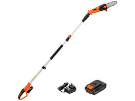 Costway Cordless 20V 9-feet Pole Saw/Chainsaw w/Auto-Tension, Battery & Charger Included - Orange + Black