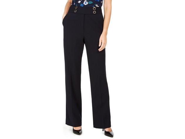 Calvin Klein Women's High-Rise Buttoned-Waist Dress Pants Navy Size 0 |  StackSocial