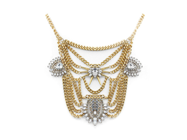 Clear Crystal Chain Bib Necklace by "The Countess" Luann de Lesseps