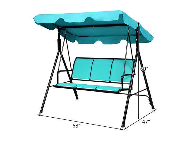 Costway 3 Person Patio Swing Canopy Yard Furniture Blue