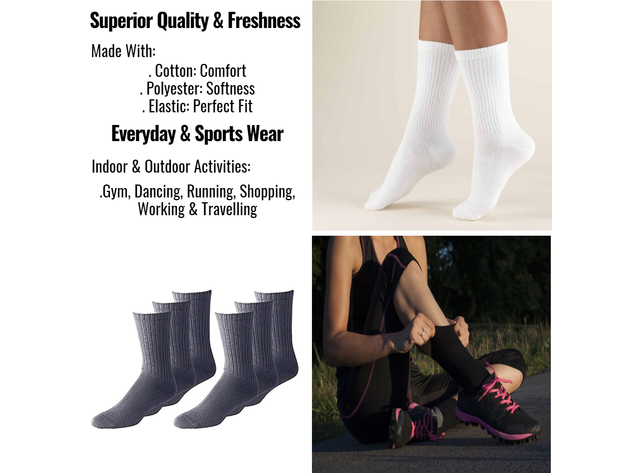 12 Pairs Men's Athletic Crew Socks - Bulk Wholesale Packs - Any Shoe Size - Mix