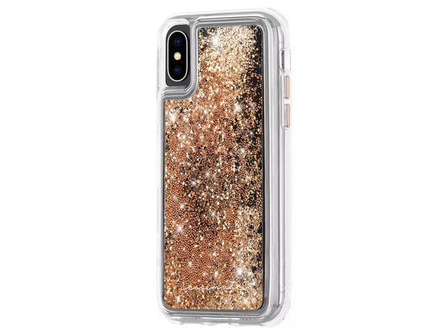Case-Mate Apple iPhone X/Xs Waterfall Phone Case with Refined Metallic Button, Gold