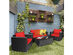 Costway 4 Piece Patio Rattan Furniture Set Cushioned Sofa Chair Coffee Table Garden - Black, Red