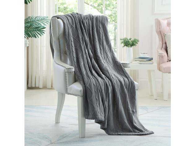 Yara Cable Knit Throw (Cream White) | Auto Overload
