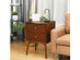 Costway Nightstand Mid-Century End Side Table 2 Drawers Rubber Wood Legs Living Room - Brown