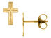 Baby Diamond Cut Cross Earrings in 14K Yellow Gold