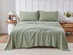 Kathy Ireland 4 Piece Heathered Jersey Knit Cotton Sheet Set (Queen/Olive)