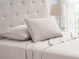 4-Piece Bamboo Blend Waffle Hem Sheet Set (Ivory/Full)