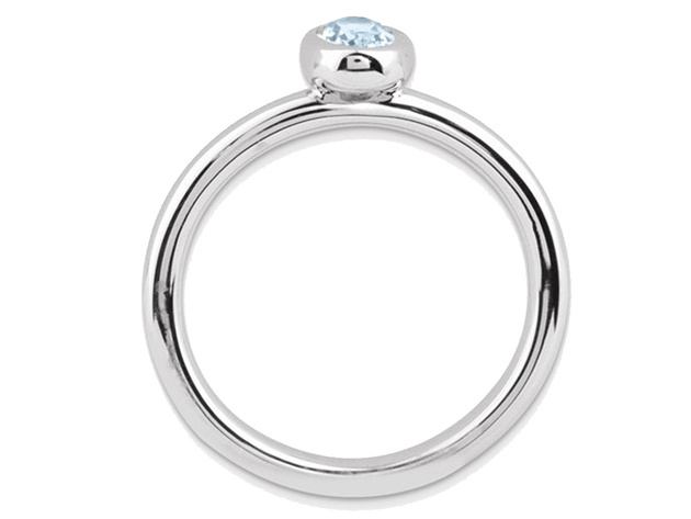 Solitaire Oval Aquamarine Ring 2/5 Carat (ctw) in Sterling Silver - 10
