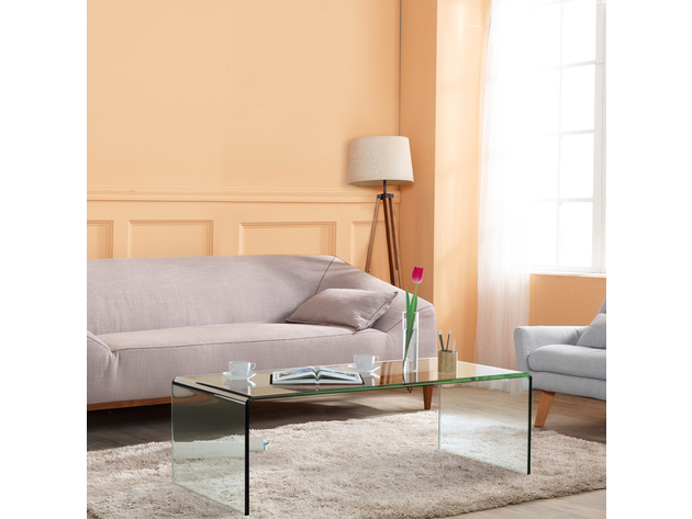 Costway Tempered Glass Coffee Table Accent Cocktail Side Table Living Room Furniture - Clear