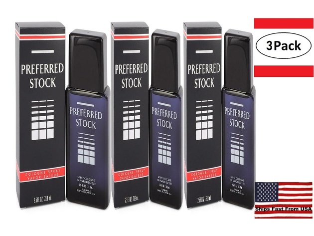 3 Pack PREFERRED STOCK by Coty Cologne Spray 2.5 oz for Men