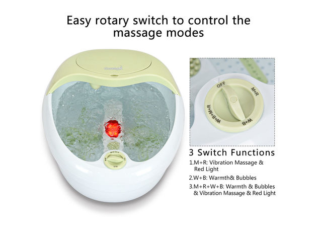 Foot Spa Bath Massager Bubble Vibration Red Light Rollers with Callous Remover 