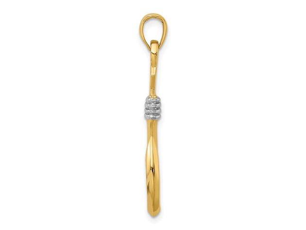 14K Yellow Gold Fish Hook With Rope Charm Pendant Necklace with Chain