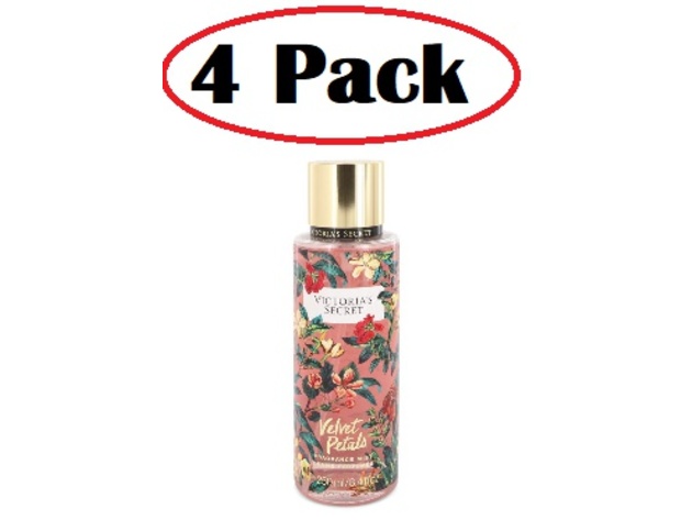 4 Pack of Victoria's Secret Velvet Petals by Victoria's Secret Fragrance Mist Spray 8.4 oz