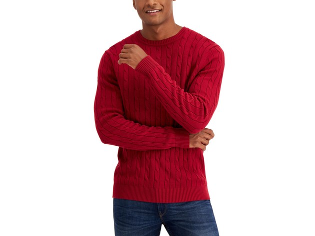 Club Room Men's Cable-Knit Sweater Maraschino Size Medium