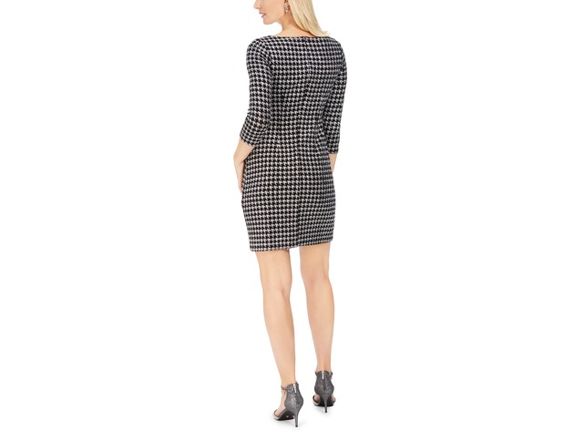 Jessica Women's Howard Glitter Houndstooth Sheath Dress Silver Size 12