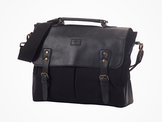 FYL Messenger Bag with Built-In Charger (Black)