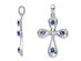 9/10 Carat (ctw) Natural Dark Blue Sapphire Cross Pendant Necklace in Sterling Silver with Chain