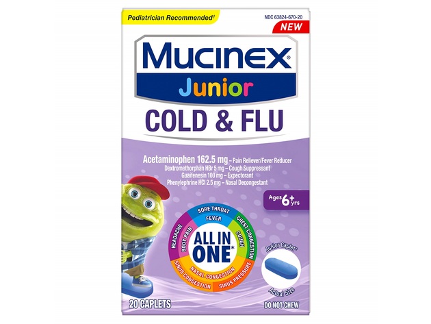 Mucinex Childrens Nasal Decongestant, Relieve Chest Congestion, Cough Suppressant and Expectorant, Caplets, 20 Count