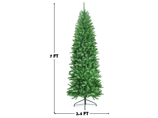 7 Foot Pre-lit Artificial Pencil Christmas Tree w/350 LED Lights