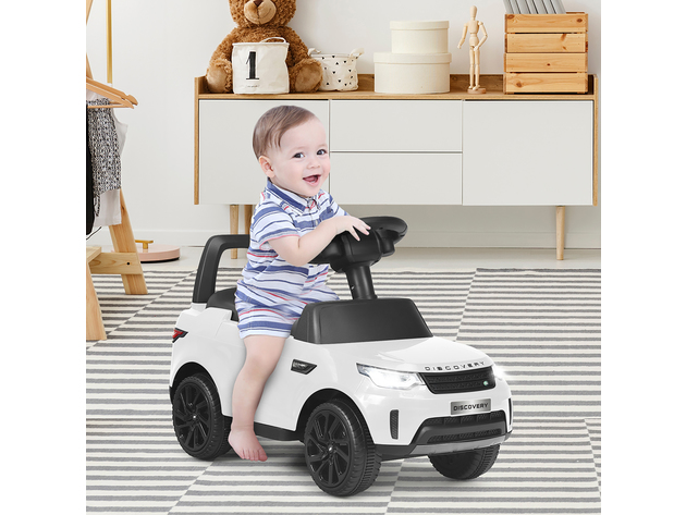 2-in-1 6V Kids Ride On Car Licensed Land Rover Toddler Push Car with Pedal White\Blue - White