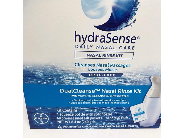 Hydra Sense Dual Cleanse Nasal Rinse Kit, Quickly Cleanse Nasal Passages and Loosen Mucus, 60 Ea