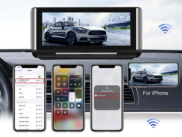 6.8 Foldable Touchscreen Car Display with Apple CarPlay & Android