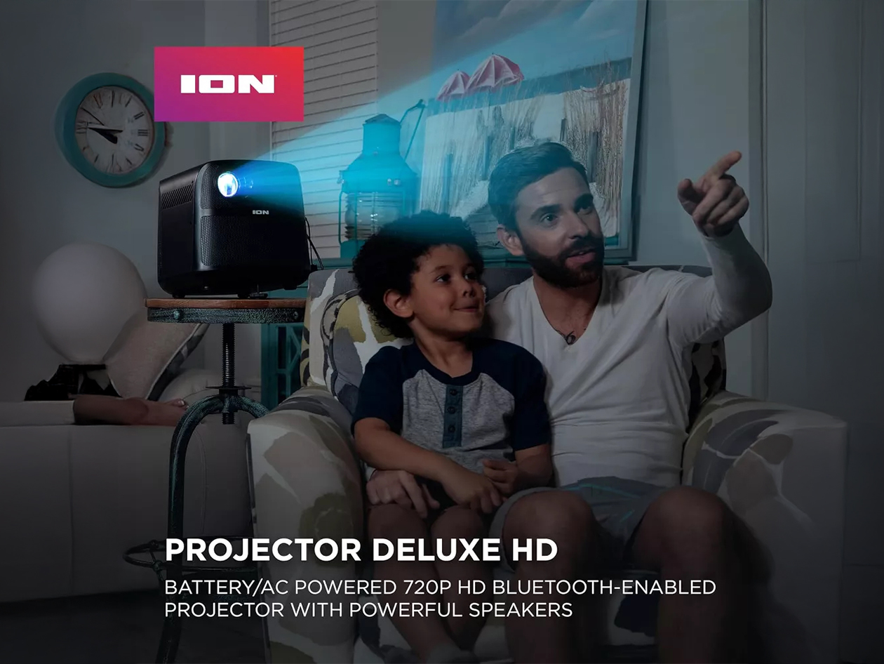 ION Portable HD Outdoor Projector with Bluetooth, Speakers & Microphone
