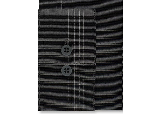 Calvin Klein Men's Infinite Color Slim-Fit Non-Iron Stretch Check Dress Shirt Gray Size 14-32-33