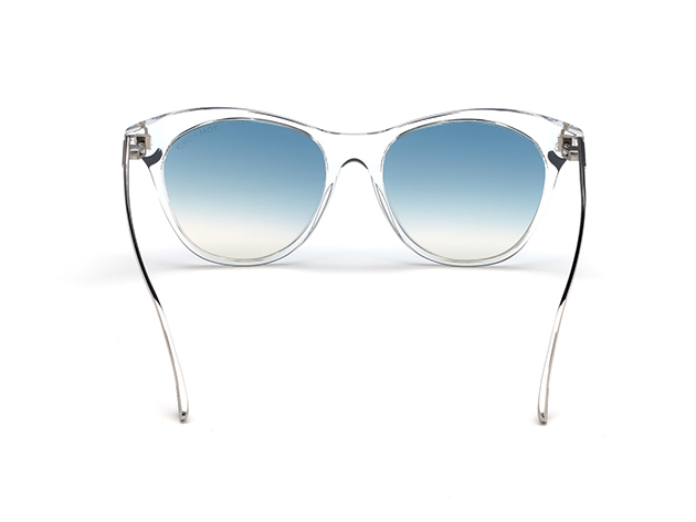 Tom Ford White/Crystal & Blue Mirror Cat Sunglasses