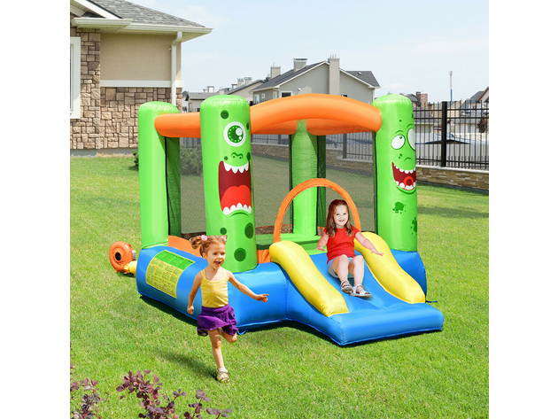 Costway Kids Playing Inflatable Bounce House Jumping Castle Game Fun Slider 480W Blower