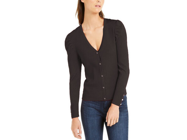 womens puff sleeve cardigan