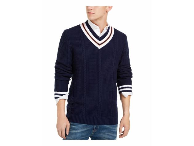 Club Room Men's Textured Cricket Sweater Dark Blue Size XX-Large