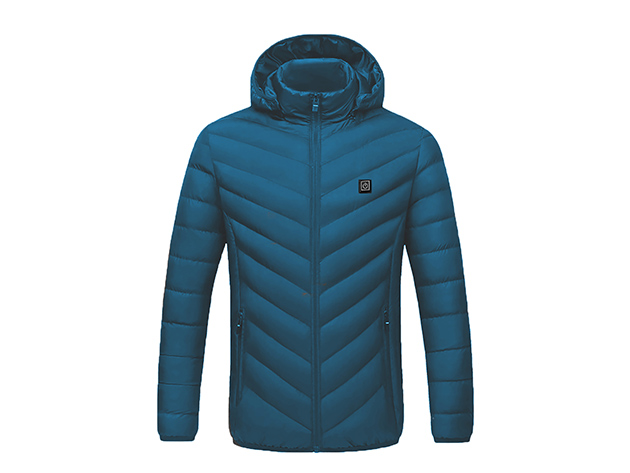 CALDO-X Heated Jacket with Detachable Hood (Denim/XL, Requires Power Bank)