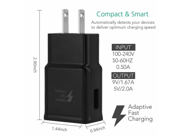 Adaptive Fast with Micro USB Cable for All AT&T Samsung Phones - Black