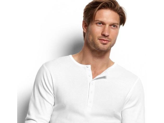 2(X)Ist Men's Essential Range Long-Sleeve Henley White Size Medium